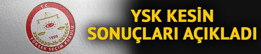 Yüksek Seçim Kurulu 31 Mart seçimlerine ilişkin kesin sonuçları ilan etti