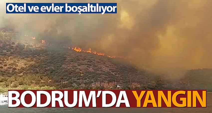 Bodrum'daki yangın kısa sürede büyüdü, mahallenin boşaltılması için anons yapılıyor