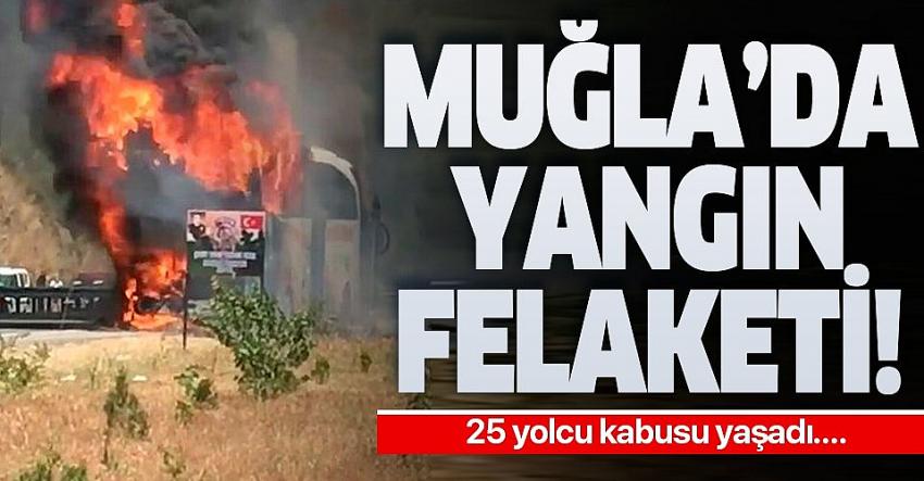 Marmaris’te yolcu otobüsü cayır cayır yandı