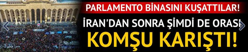 Gürcistan karıştı! Binlerce kişi parlamento binasını kuşattı!