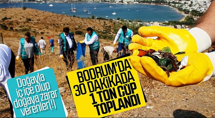 Bodrum’da 30 dakika da 1 ton çöp toplandı