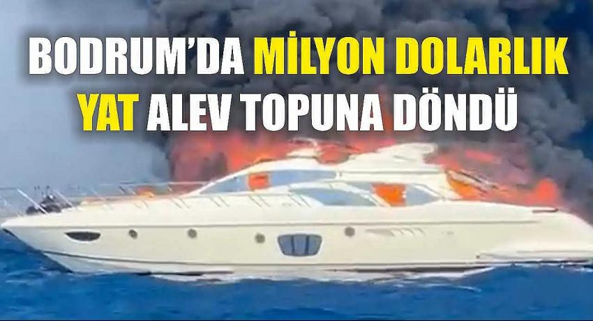 Bodrum açıklarında motor yat yandı
