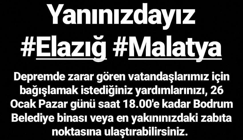 BODRUM BELEDİYESİ ELAZIĞ’A YARDIM İÇİN HAREKETE GEÇTİ