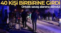 Cadde ortasında 40 kişi birbirine girdi, ortalık savaş alanına döndü