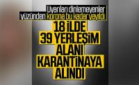 18 ildeki 39 yerleşim yerinde karantina uygulanıyor