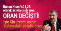 Çin'in koronavirüs aşısının Türkiye'deki etkinlik oranı açıklandı