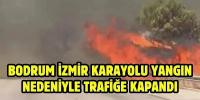 Bodrum- İzmir karayolu yangın nedeniyle trafiğe kapatıldı