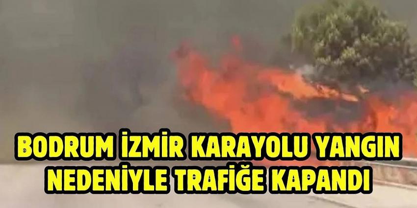 Bodrum- İzmir karayolu yangın nedeniyle trafiğe kapatıldı